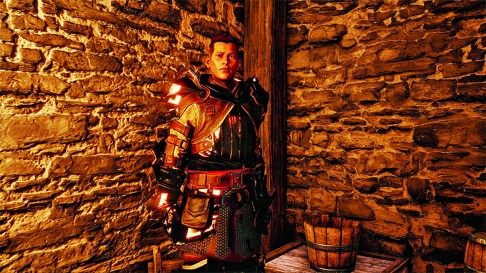 A screen grab from the role-playing game Dragon Age: Inquisition shows transgender male character Krem.