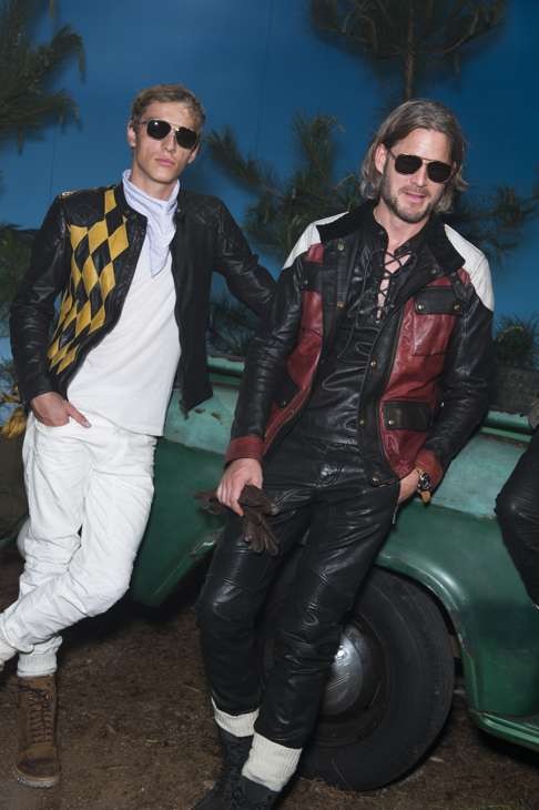Models presents creations by Belstaff Looks Solo at London Collections Men.
