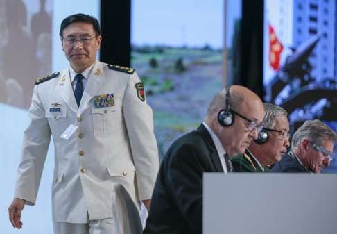 Admiral Sun Jianguo, head of the Chinese delegation at the Shangri-La Dialogue, gave a disturbingly loud and defiant speech. Photo: EPA