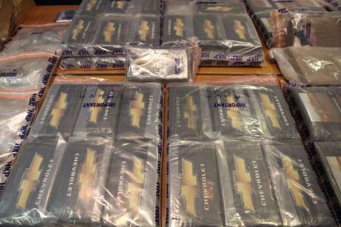 Drug packages were found in a vehicle. Photo: Sam Tsang