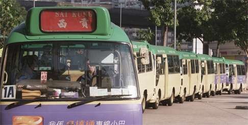 Green-top minibuses at Choi Hung minibus terminal. Photo: Edward Wong