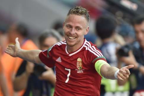 Balazs Dzsudzsak of Hungary celebrates his second. EPA