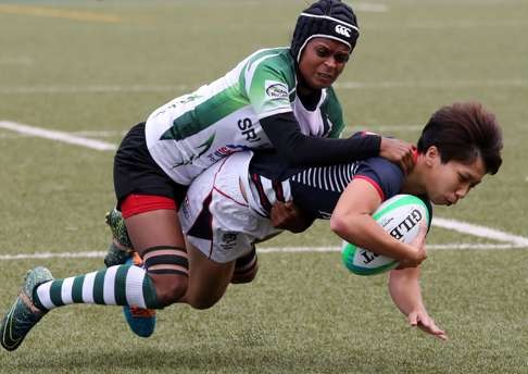 Lee Tsz-ting, seen in action for Hong Kong against Sri Lanka at the Hong Kong Women's Rugby Sevens tournament in April, is in the squad for the Dublin event. Photo: Edward Wong