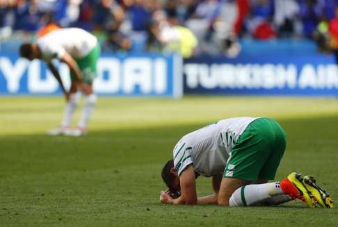 reland's Stephen Ward reacts after the game REUTERS/Kai Pfaffenbach Livepic