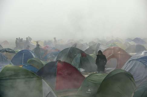 A makeshift refugee camp on the Greek-Macedonian border in March this year. Photo: AFP