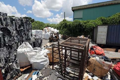 Electronic waste piles up at one of the sites in Yuen Long.