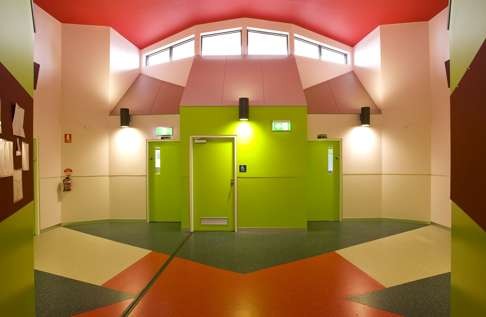 Bright colours are used inside Western Autistic School in Melbourne. Photo: Hede Architects