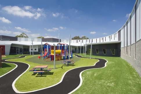 The protective central courtyard play space at the Northern School for Autism in Melbourne, Australia. Photo: Hede Architects