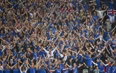 Iceland supporters cheer their team. Photo: AFP