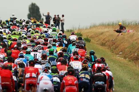 The pack during the fourth stage of the Tour de France. Photo: AFP