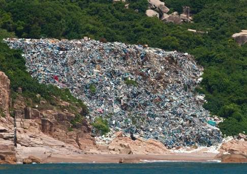 A close-up of the dump site on Weilingding Island in Chinese waters that may be a source of some of the trash washing ashore in Hong Kong. Photo: Sea Shepherd