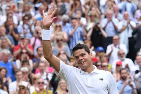 Milos Raonic packs the fastest serve of the tournament so far, sending down a 231.7km/h ace in his semi-final against Roger Federer. Photo: AFP