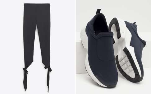 Cropped bow leggings and sneakers from Zara Sport.