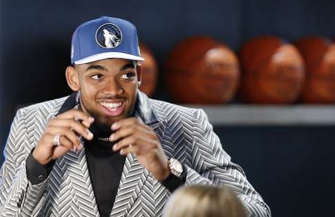 Karl-Anthony Towns was the first overall pick in the 2015 NBA draft by the Timberwolves. Photo: AP