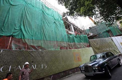 Chen Hongtian’s luxury house at 15 Gough Hill Road in the Peak, pictured under construction in June. Photo: Nora Tam