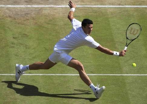 Canada's Milos Raonic in action at Wimbledon. Photo: Reuters