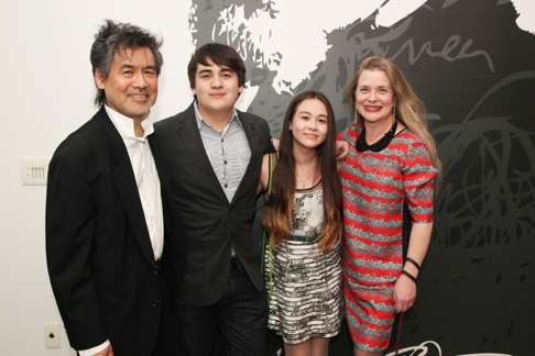 David Henry Hwang with his son Noah David, daughter Eva Veanne and wife Kathryn Layng. Photo: Lia Chang