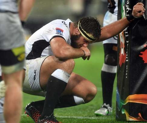 Thomas du Toit sums up the feeling of the Sharks players after they were thrashed by the Hurricanes. Photo: EPA