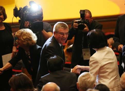 Bach arrives for the opening of the 129th IOC Session in Rio de Janeiro, Brazil. Photo: EPA