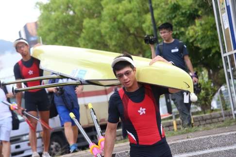 Men’s sculler Tang Chiu-mang (front) and his partner Chiu Hin-chun.