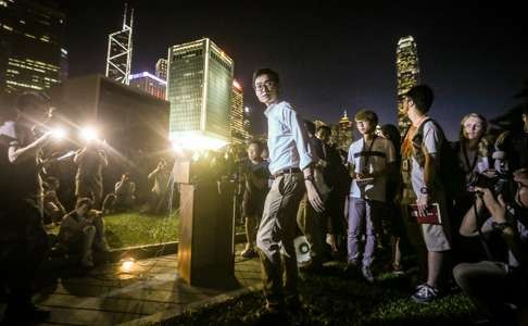 Chan Ho-tin, convenor of Hong Kong National Party at Friday night’s rally. Photo: Sam Tsang