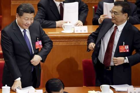 President Xi Jinping and Li Keqiang are rumoured to disagree on the future of the economy. Photo: Reuters