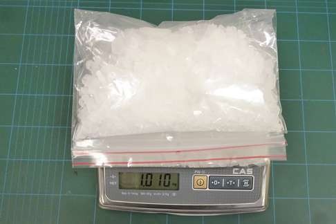 The confiscated methamphetamine on a scale. Photo: New Zealand Customs