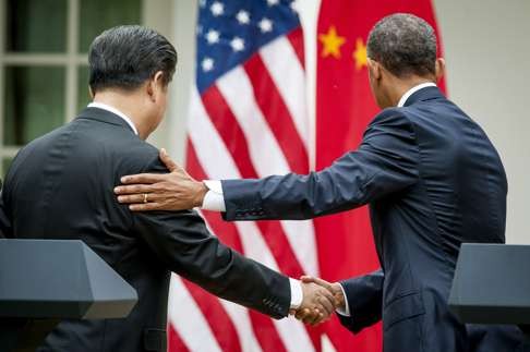 President Xi Jinping and US President Barack Obama leave the stage following a joint news conference in the Rose Garden at the White House in Washington in September 2015. Photo: Bloomberg