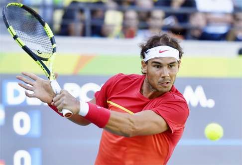 Nadal was playing in his first tournament since the French Open. Photo: Kyodo