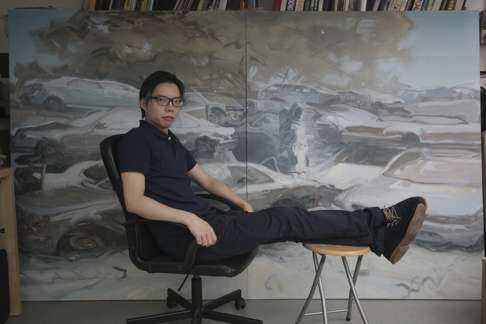 Hong Kong painter Yiu Chi-leung at his studio in Kwai Hing. Photo: Paul Yeung