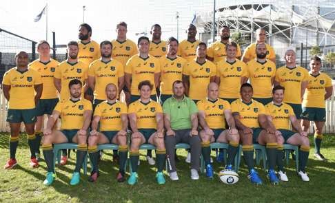 The Australia squad for the Bledisloe Cup game against New Zealand. Photo: AFP