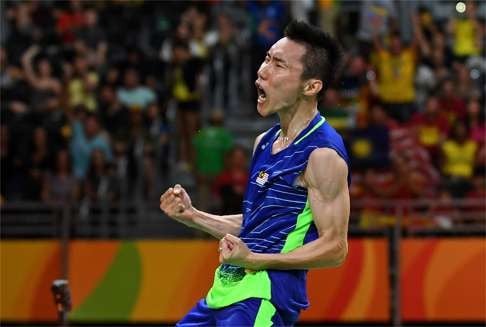 Malaysia's Lee Chong Wei pumps his fists after defeating China's Lin Dan. Photo: AFP