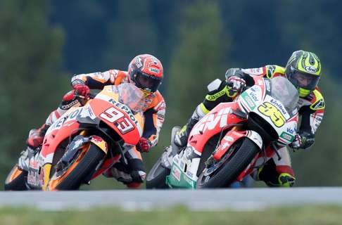 Cal Crutchlow (right) and Marc Marquez. Photo: AFP