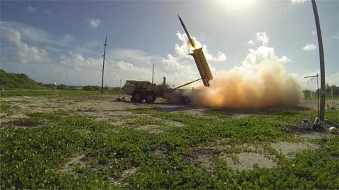 A Thaad missile is launched on Wake Island. Photo: AFP