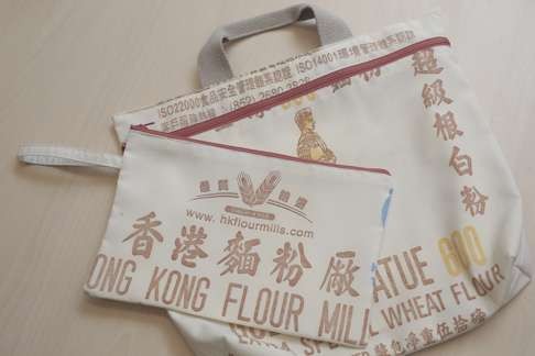 Upcycled Hong Kong Flour Mill bags. Photo: Paul Yeung