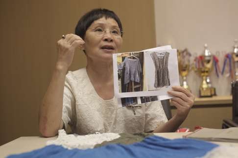 Retired seamstresses Yip Mee-yung at Nan Fung Tower in Central. Photo: Paul Yeung