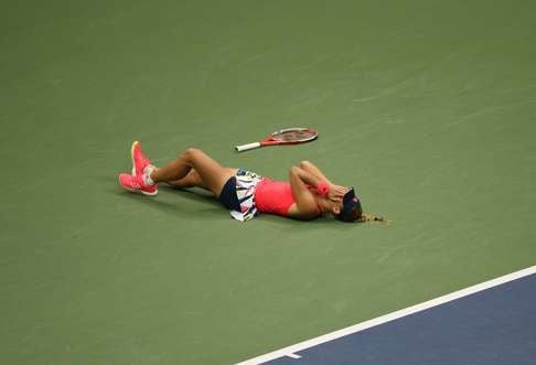 Kerber of Germany celebrates after winning the US Open final. Photo: Xinhua