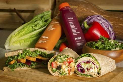 Vegan sandwich, wraps and cold-pressed juices at nood.