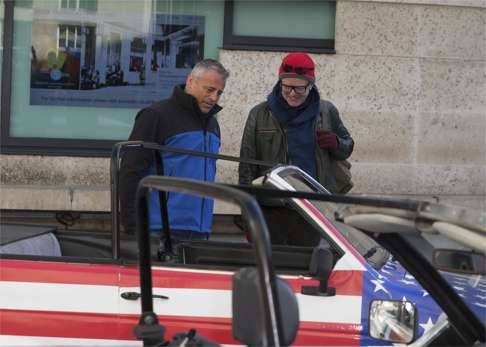 LeBlanc and former Top Gear host Chris Evans (right) in a scene from the BBC show. Photo: Alamy