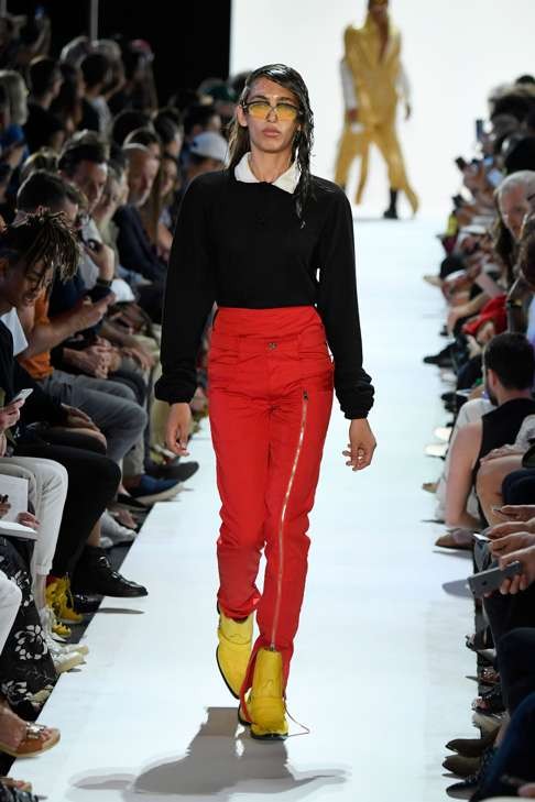 Elongated sleeves have gone mainstream, as this look from Hood By Air shows. Photo: AFP