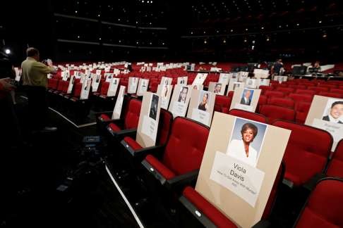 Seating cards at the 68th Emmy Awards. Photo: Reuters