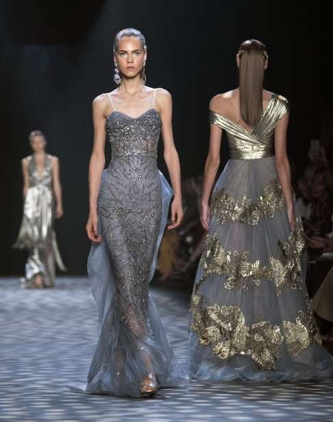 Embroideries shimmered at Marchesa. Photo: EPA