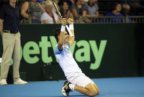 Argentina's Guido Pella reacts after winning against Britain's Kyle Edmund. Photo: AFP