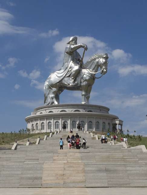 Giant statue of Ghengis Khan in Erdene, Tov Province, Mongolia.