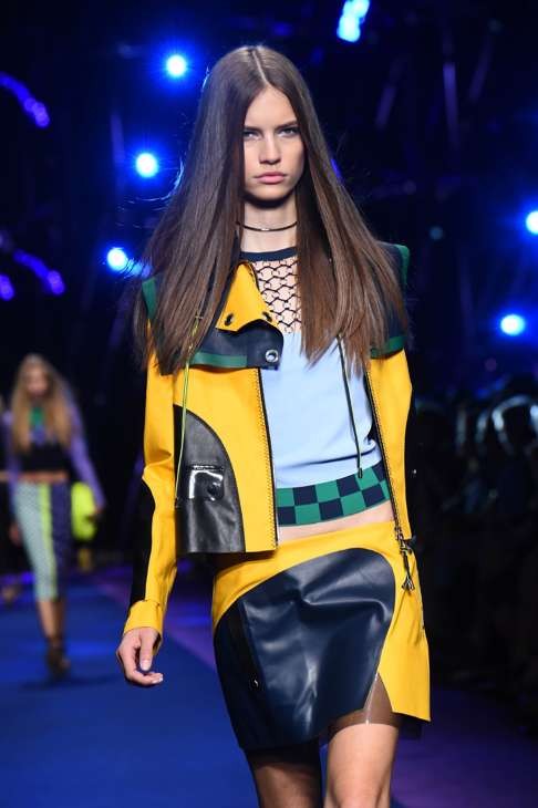 Angular looks for Versace in Milan. Photo: AFP