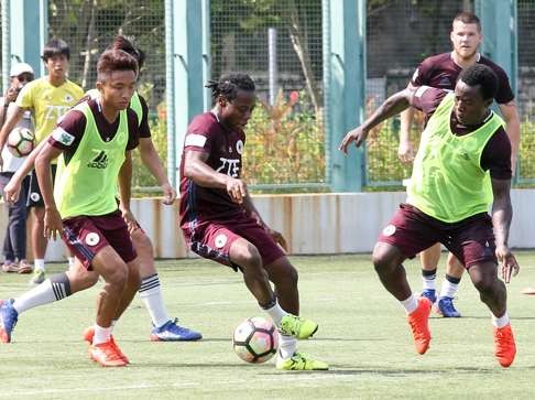 Hong Kong Pegasus FC train at Tsing Yi Sports Ground on Thursday.