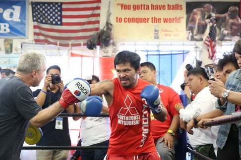 Pacquiao began his pre-fight training camp in Las Vegas this week. Photo: Reuters