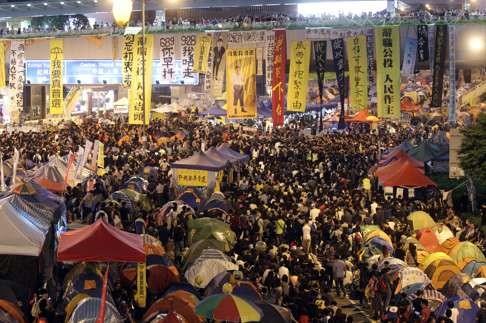 Pro-democracy protesters gather in Admiralty during the Occupy Central movement. Photo: Dickson Lee