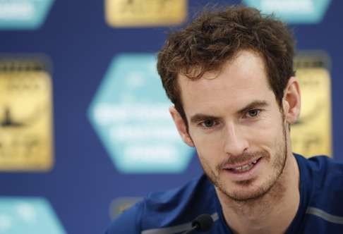 Andy Murray speaks at a press conference at the Paris Masters. Photo: EPA