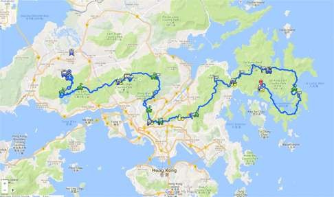 A map of the MacLehose Oxfam Trailwalker route.